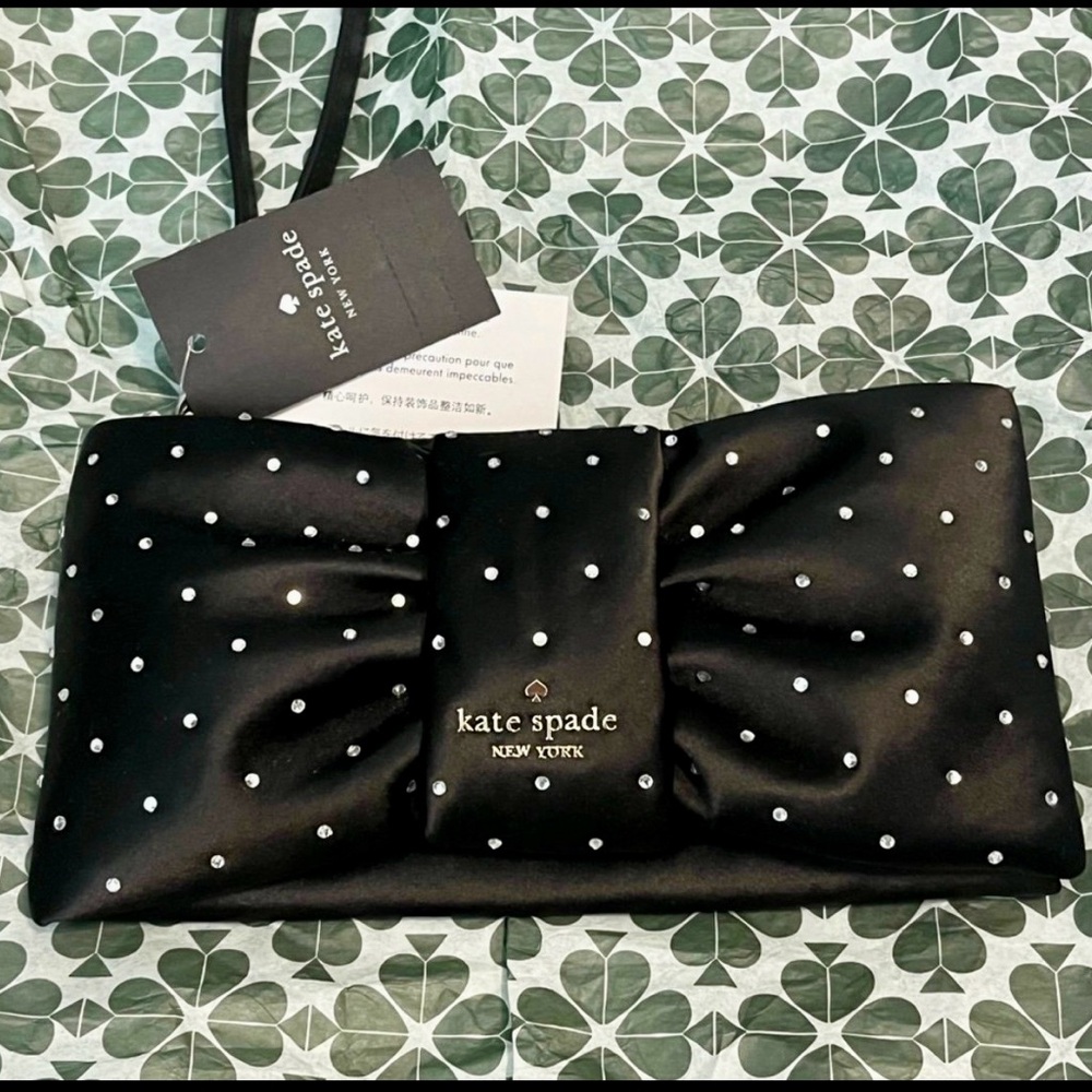 Kate Spade Black Embellished Multi Bow Wristlet Purse NWT